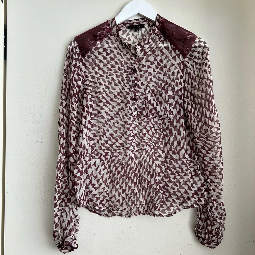 Joe’s Jeans Print Silk Sequin Blouse - Picture 1 of 7